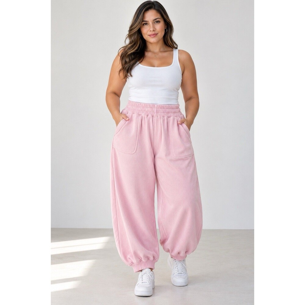 Aerie Balloon Joggers Pink Petal Pants Women XL Short NWOT Baggy Sweatpants 0792
